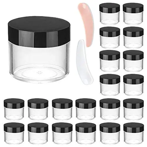 Klare Rund-Behälter-Set, 20 Stück, mit Deckeln für Proben, Salben, Make-up & Kosmetik, Salben, BPA-freier PET-Behälter für Geschenke & Reisen (schwarze Deckel, 20 Stück)