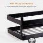 JIAXRACK 2 Tier Metal Kitchen Spice Rack Countertop Standing Corner Shelf Removable Seasoning Organizer Jars Bottle Storage Knife Utensils Holder with 3 Hooks, Black (Size : Package 1)