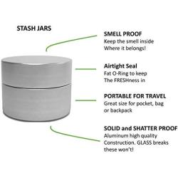 Herb Stash Jar | 2 Solid Aluminum Airtight Smell Proof Container #1 Best Way To Preserve Spices & Herbs