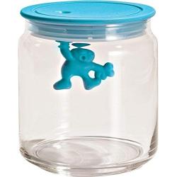 A di Alessi Gianni 3-Cup Glass Jar with Plastic Lid, Aqua Blue - AMDR04 AZ