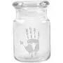 Clear Glass Herb Stash Jar with Lid 4.5 oz with Zombie Hand Logo from Smoke Promos
