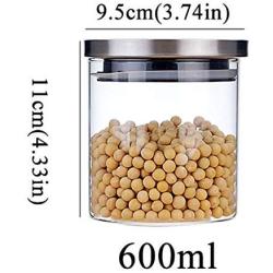 Glass Jars With Stainless Steel Lid Home Storage Bottles Container Kitchen Spice Sealed Bulk Candy Jar 600mlB167