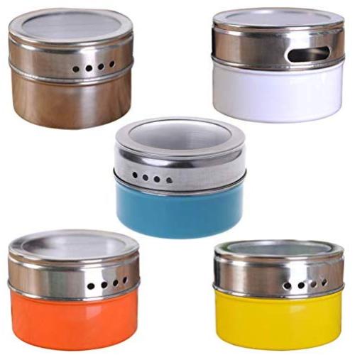 RingBuu Seasoning Jar - 1pc, Stainless Steel Seasoning Spice Storage Jar Tins Container with Clear Shaker Lids Kitchen Gadgets Tool