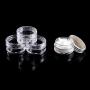 60 PCs 5 Gram Empty Plastic Cosmetic Samples Container for Make Up, Eye Shadow, Nails, Powder, Gems, Beads, Jewelry, Cream Small Clear Pot Jars with Lid