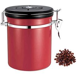 Airtight Coffee and Food Storage Canister Stainless Steel Can Container for Coffee Bean Coffee Ground Tea Sugar Flour, 52 FL Oz (Red)