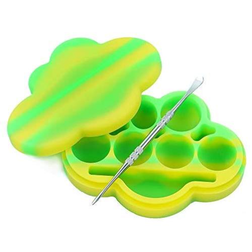 YHSWE 1 Green/Yellow 85ml Large Silicone Container Non Stick Cloud Multi Use Storage Oil Wax Jar and a Carving Tool