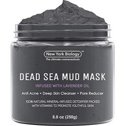 New York Biology Dead Sea Mud Mask for Face and Body Infused with Lavender- Spa Quality Pore Reducer for Acne, Blackheads and Oily Skin - Tightens Skin for A Healthier Complexion - 8.8 oz