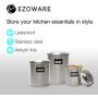 EZOWare 3 Piece Air Tight Stainless Steel Canister Kitchen Food Storage Can Container Jar Set with Lids and Labels for Tea Coffee Sugar Nuts Flour Food Grains Beans Pasta Cookies