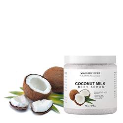 Majestic Pure Coconut Milk Body Scrub, Anti Cellulite & Exfoliator, Natural Skin Care Formula Helps with Stretch Marks, Eczema, Acne and Varicose Veins, 12 Oz