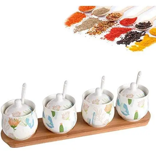 Keramik Gewürzbehälter Gewürzbehälter für Gewürze, Salz, Zucker, Pfeffer, Fenchelpulver – 4 Stück