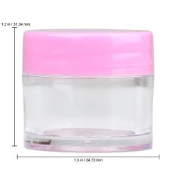 Beauticom High-Graded Quality 7 Grams/7 ML (Quantity: 12 Packs) Thick Wall Crystal Clear Plastic LEAK-PROOF Jars Container with PINK Lids for Cosmetic, Lip Balm, Lip Gloss, Creams, Lotions, Liquids