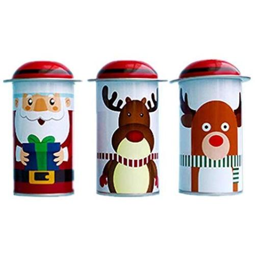 STOBOK 3pcs Christmas Cookie Tins Jar Nesting Boxes Goody Cases Chocolate Gift Storage Box Santa Claus Reindeer Deer Elk Snowman Holiday Party Favors Supplies