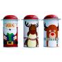 STOBOK 3pcs Christmas Cookie Tins Jar Nesting Boxes Goody Cases Chocolate Gift Storage Box Santa Claus Reindeer Deer Elk Snowman Holiday Party Favors Supplies