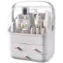 Haturi Makeup Organizer, Waterproof & Dustproof Cosmetic Organizer Box Fully Open Makeup Display Boxes ,Makeup Caddy Holder for Bathroom, Dresser, Countertop (White)