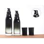 1PCS 120ml/4oz Square Black Gradient Glass Pump Press Bottle Lotion Dispenser Travel Cosmetic Storage Containers Jar Pot with Black Pump Head for Emulsion Essence Serum