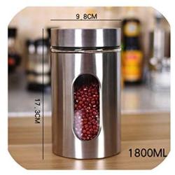 Kitchen supplies glass sealed storage tank stainless steel with lid tea cans seasoning jar food storage bottle,A