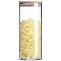 Glass Storage Jar,Kitchen Food Containers with Bamboo Lid Make It Airtight 3.15x7.87inches 34 oz -1000ml