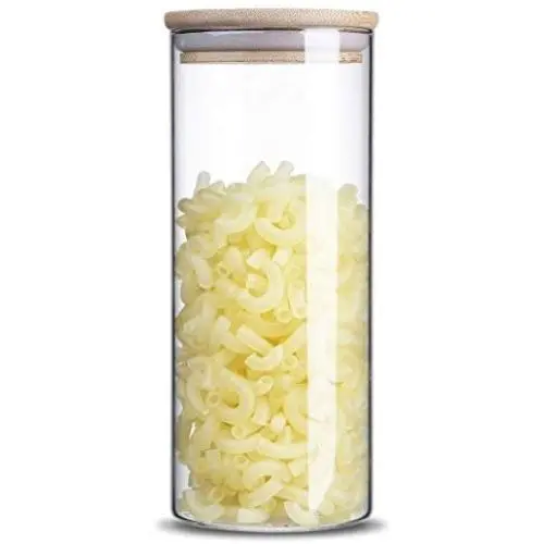 Glass Storage Jar,Kitchen Food Containers with Bamboo Lid Make It Airtight 3.15x7.87inches 34 oz -1000ml Glass Storage Jar,Kitchen Food Containers with Bamboo Lid Make It Airtight 3.15x7.87inches 34 oz -1000ml