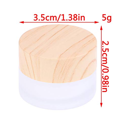 1PCS 5g 10g 15g 30g 50g Frost Glass Bottle Plastic Bamboo Lid Glass Jar Empty Bottle Cream Jar Cosmetic Packaging Container (Size : 5g)