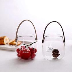 Unique Chic Nordic Glass Storage Jar Bottle With Leather Handle Minimalist Desk Storage Bottle Organizer Flower Vase Container,S Black Autumn