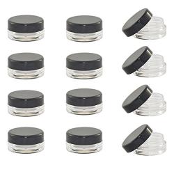 AEXGE 3 Gram Jar,50 pcs New Empty Cosmetic Storage Containers Black Lid Clear Base Plastic 3 ML Jar Small 3g Bottle for Make Up, Eye Shadow, Nails, Powder, Gems, Beads, Jewelry