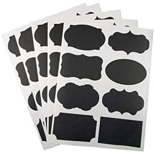 40Pcs Waterproof Glass Bottle Stickers Labels Home Kitchen Jars Stickers Chalkboard Labels Tags Can Be Reused,Black