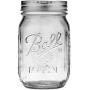 Ball Mason Jars 16 oz Bundle with Non Slip Jar Opener- Set of 4 Half Quart Mason Jars with Regular Mouth - Canning Glass Jars with Lids, Heritage Collection