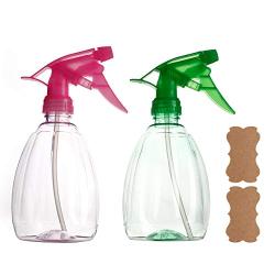 SHUPAT Shampoo Bottles 500ml Refillable Empty PET Plastic Shampoo, Conditioner & Wash Shower Dispenser Pump or Spray Bottle Pack of 2 (Spray+Pink)