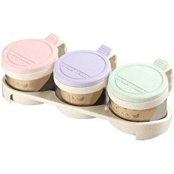 LLDKA 3 in 1 Storage Condiment Dressing Glass Kitchen Box Storage Container Sealed jar Spice Jars Sugar Jar