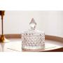 FUYU Exquisite Embossed Crystal Glass Candy Box with Lid Jewelry Storage Jar
