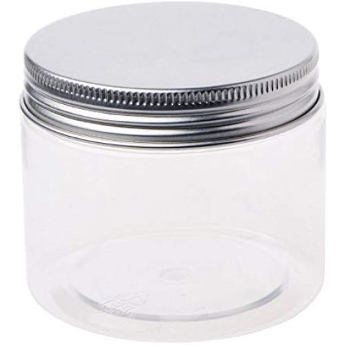 XISAOK 150ml Clear Round PET Jar with Aluminium Screw Lid Food Storage Container Sealed