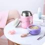 Thermos Food Jar Thermos Stainless Food Flask For Kids,Leakproof Vacuum Insulated Food Containers With Folding Spoon (Color : Pink-550ML)