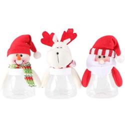 NUOBESTY 3pcs Christmas Candy Jars Christms Favor Boxes with Santa Claus Snowman Reindeer Dolls Christmas Food Storage Containers