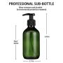 Empty Pump Bottles Soap Dispenser - 10oz Travel Size for Hand Sanitizer Shampoo Lotion Body Wash Essential Oil Liquid Hair Shower Gel, Refillable Plastic Containers Clear Green