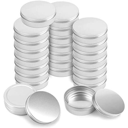 Foraineam 24 Pack 8 oz / 240ml Round Aluminum Tin Cans with Screw Top Lids - Large Metal Empty Tea Storage Case Jars - Spice Slave Hair Wax Cosmetic Cream Containers