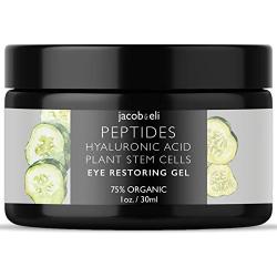 Eye Cream Gel - Top Influencer - Organic & Vegan - Luxury Quality for Dark Circles, Puffiness, Wrinkles Crows Feet & Bags Packed with Plant Stem Cells, Vitamin E, Jojoba Oil, Argan Oil & Much More n