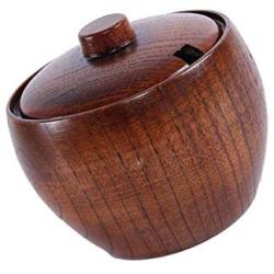 Prettyia Japanese Wood Kitchen Canisters Tea Coffee Sugar Storage Jar Pot Container