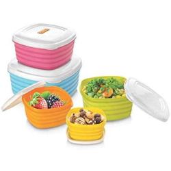 Satisfactory Nation 5 Piece Plastic container food Storage Boxes Microwave safe container Multicolour Kitchen storage set