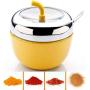 CSPFAIRY 304 Stainless Steel Kitchen Spice Jars Seal Apple Creativity Jar Salt and Sugar Cruet Seasoning Multifunction 4 Pcs/Set