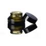 3PCS 15ML Empty Refillable Green Glass Cosmetic Bottle Travel Makeup Facial Lotion Cream Inclined Shoulder Jar Pot Container With Tight-Sealed Inner And Black Cap for DIY Cosmetic Product