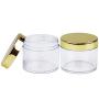 Beauticom 60 Grams/60 ML (2 Oz) Round Clear Leak Proof Plastic Container Jars with Gold Lids for Travel Storage Makeup Cosmetic Lotion Scrubs Creams Oils Salves Ointments (36 Jars)