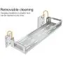 Junyuan Wandmontage Gewürzregal Organizer, Küchengewürz Hängevorrichtung für Pantry Kräuterglas Flasche Kanter Schrank Regal Aufbewahrung, Badezimmer Regal – Platzsparend über Herd, Robust-Edelstahl (15.8)