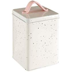 Premier Housewares Storage Canister, Galvanised Metal with Powder Coating, Split Leather Silver