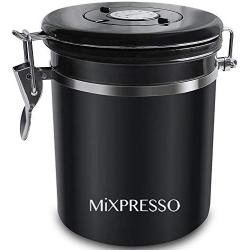 Black Coffee Container Airtight - Coffee Canister Kitchen Storage Coffee Jar With Date Tracking For All Types Of Coffee - by Mixpresso (16 Ounces)