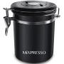 Black Coffee Container Airtight - Coffee Canister Kitchen Storage Coffee Jar With Date Tracking For All Types Of Coffee - by Mixpresso (16 Ounces)