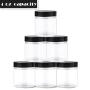 4-Oz Empty Clear Plastic Slime containers with Lids and Labels, Refillable Round Low Profile Containers For Cosmetics, Lotions, Butters, Body sugar scrubs & Beauty Products (12 Pack)