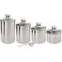 Beautiful Canisters Sets for the Kitchen Counter, Small Sized, 4-Piece Stainless Steel with Glass Lids and 20 ml Measuring Scoop - SilverOnyx Tea Coffee Sugar Canisters - 4pc Glass Lids