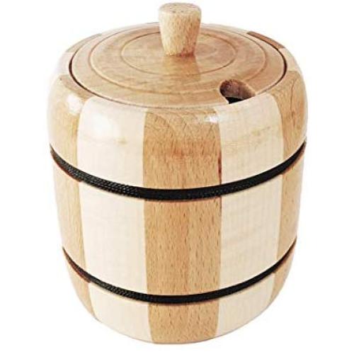 Container Wooden Bowl/Barrel/Jar + Wooden Lid