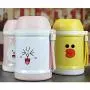 Inroserm Food Jar for Kids with Folding Spoon Portable Stainless Steel Leak Proof Food Storage Container with Pendant 11.8 oz(White)