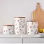 Schicker Keramik-Siegel-Aufbewahrungsbehälter mit Bambuschwammdeckel, niedlicher Kuchen-Muster, großer Fassungsvermögen für Tee, Kaffee, Zucker, Tank/Behälter